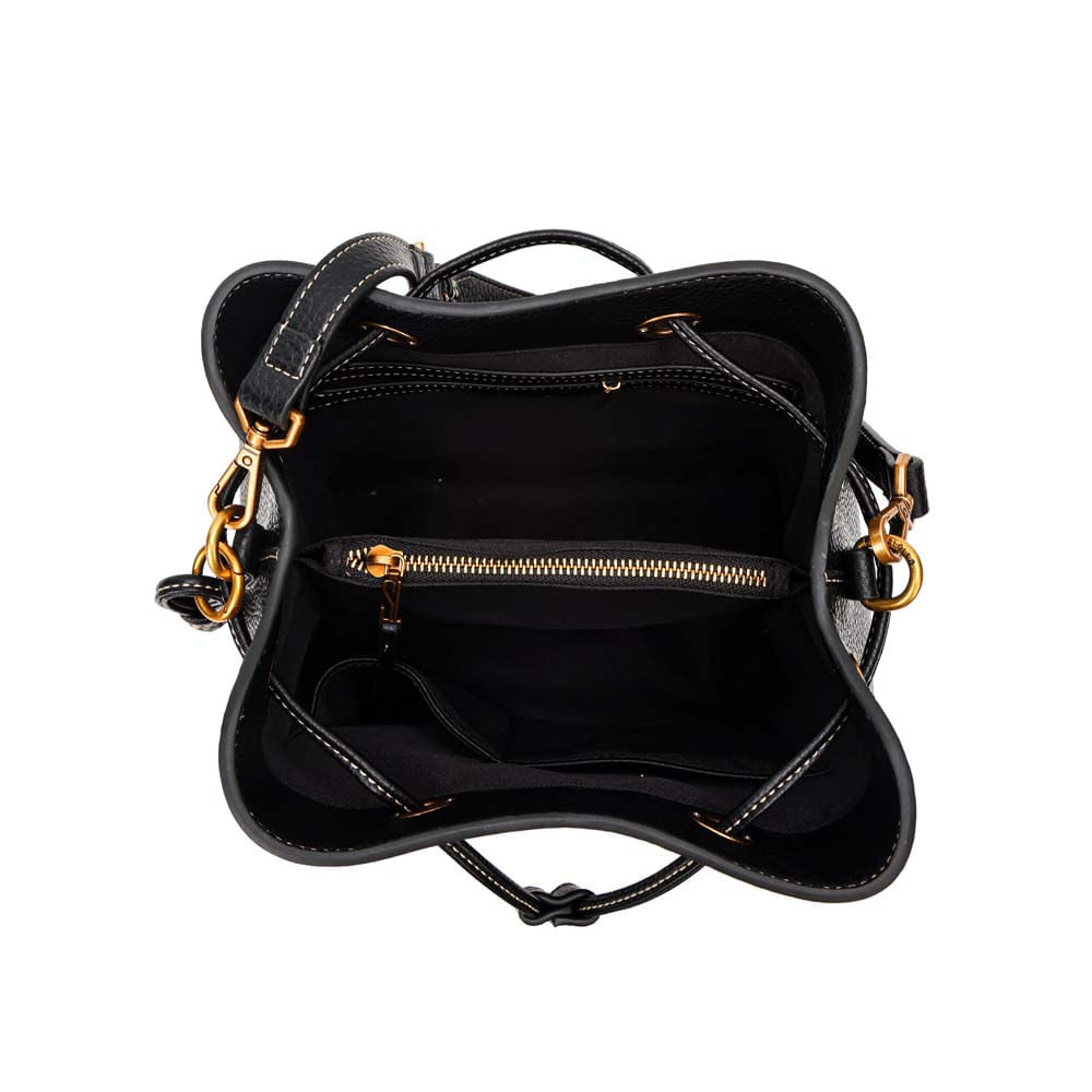 Bolsa Saco Santa Lolla Preta Floater Cordão Dourado