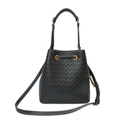 Bolsa Saco Santa Lolla Preta Textura Geométrica Cordão