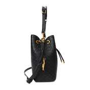 Bolsa Saco Santa Lolla Preta Textura Geométrica Cordão