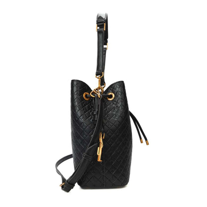 Bolsa Saco Santa Lolla Preta Textura Geométrica Cordão