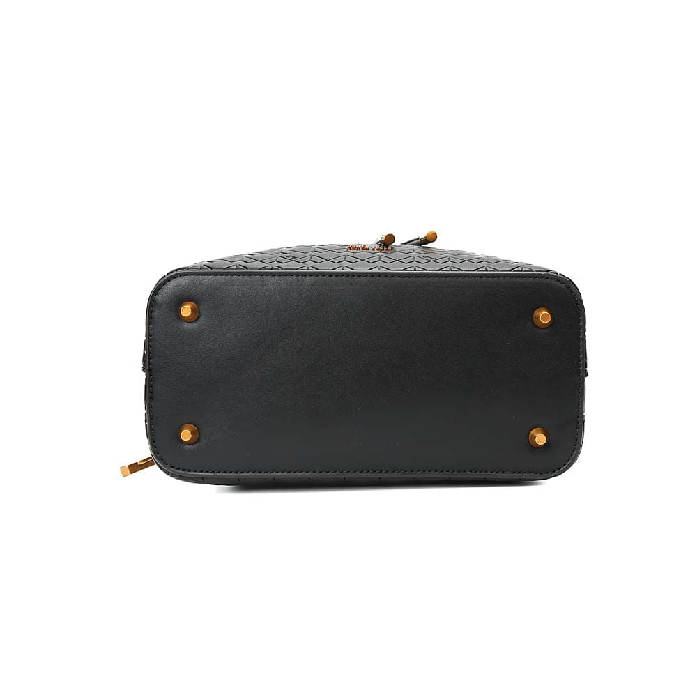 Bolsa Saco Santa Lolla Preta Textura Geométrica Cordão