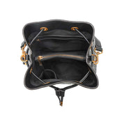 Bolsa Saco Santa Lolla Preta Textura Geométrica Cordão