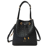 Bolsa Saco Santa Lolla Preta Textura Geométrica Cordão