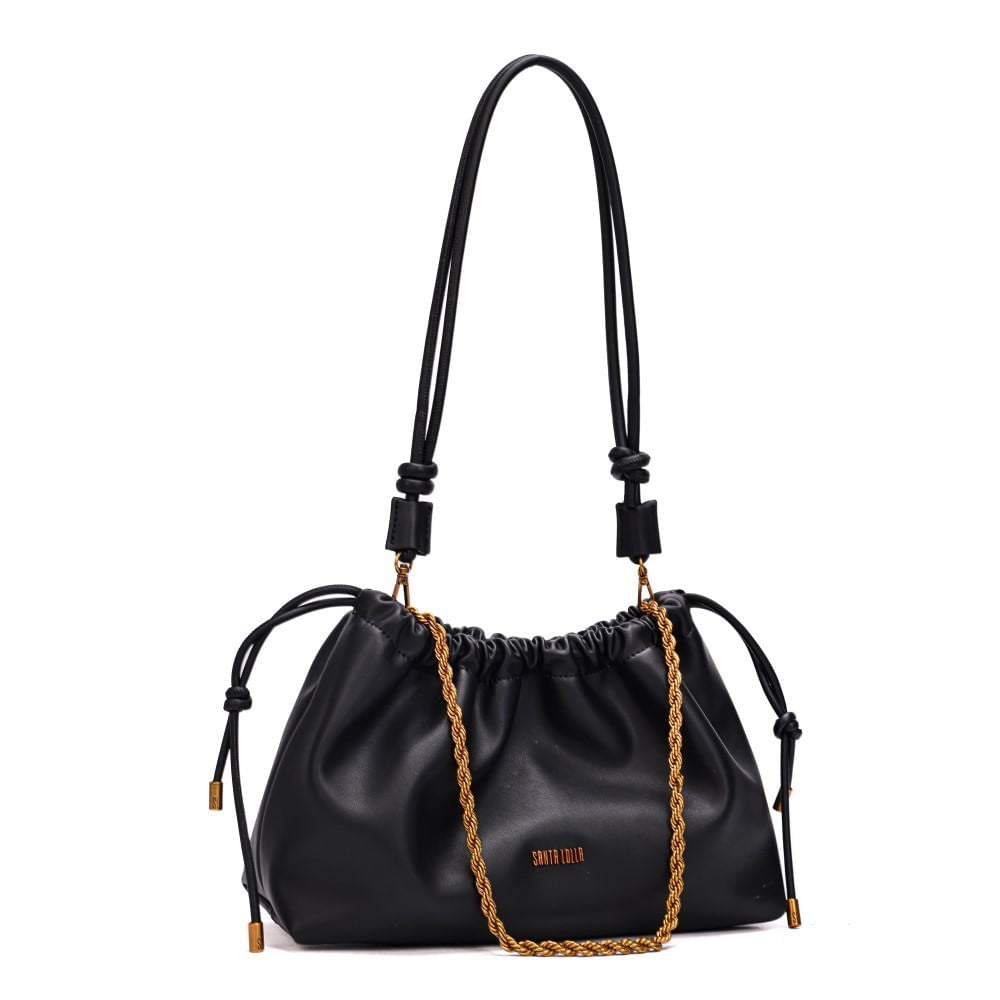 Bolsa Saco Santa Lolla Preto Alça Ombro