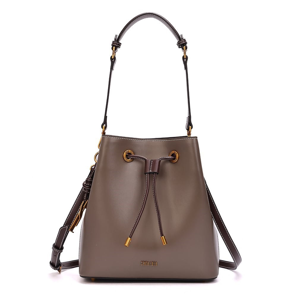 Bolsa Saco Santa Lolla Taupe Alça Dupla Cordão