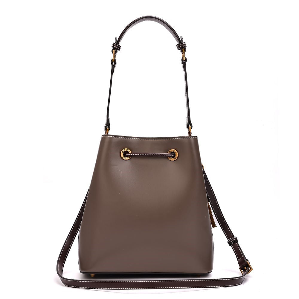 Bolsa Saco Santa Lolla Taupe Alça Dupla Cordão