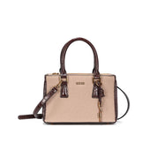 Bolsa Santa Lolla Bege Canvas Croco Alça Transversal
