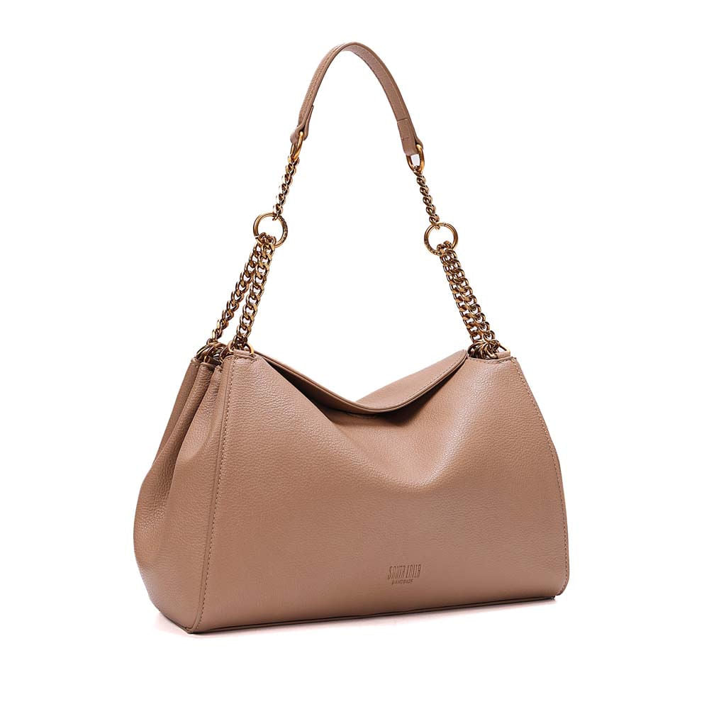 Bolsa Santa Lolla Bege Corrente Dourada Média