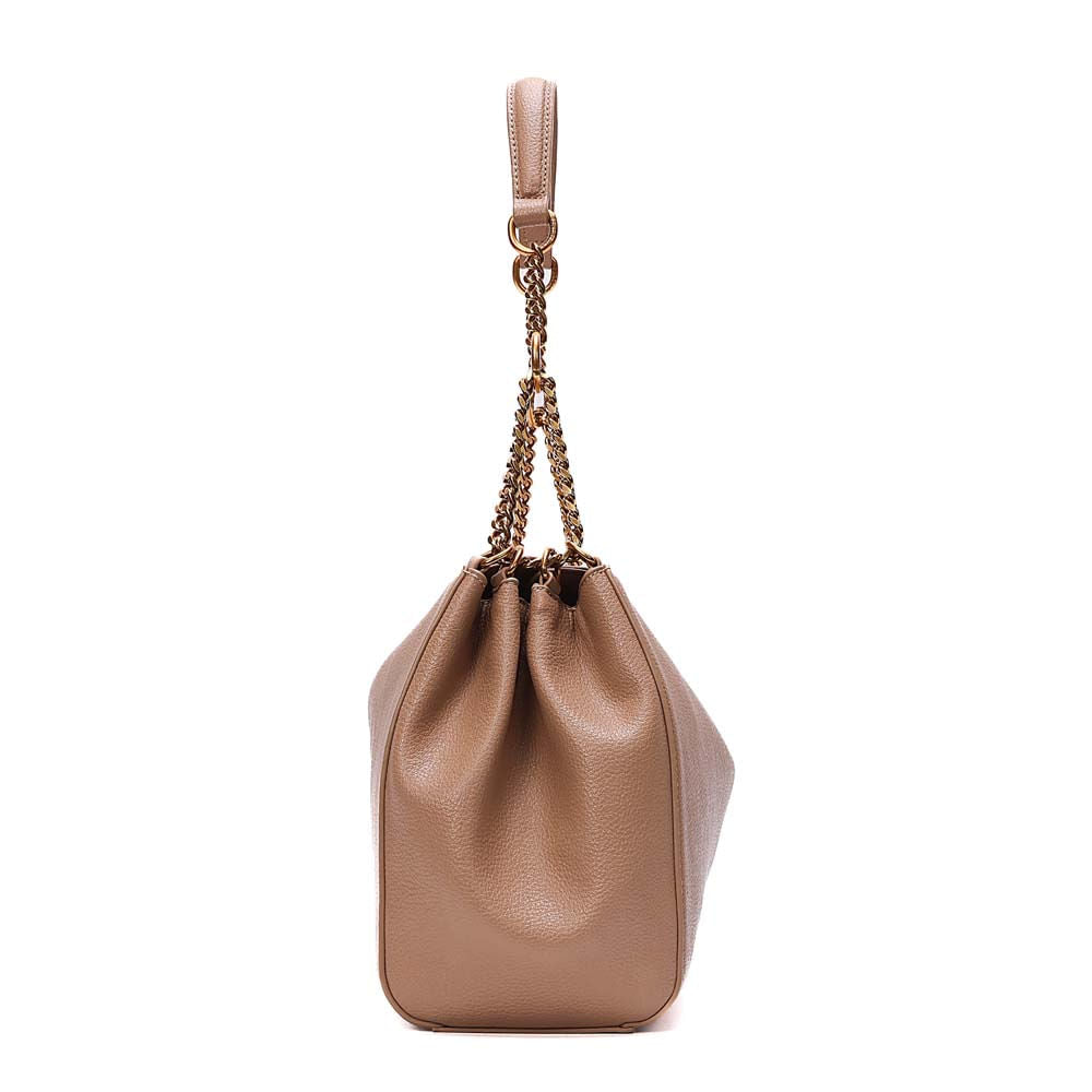 Bolsa Santa Lolla Bege Corrente Dourada Média