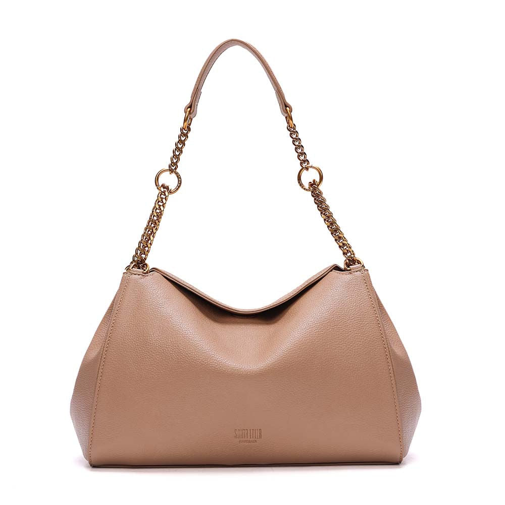 Bolsa Santa Lolla Bege Corrente Dourada Média