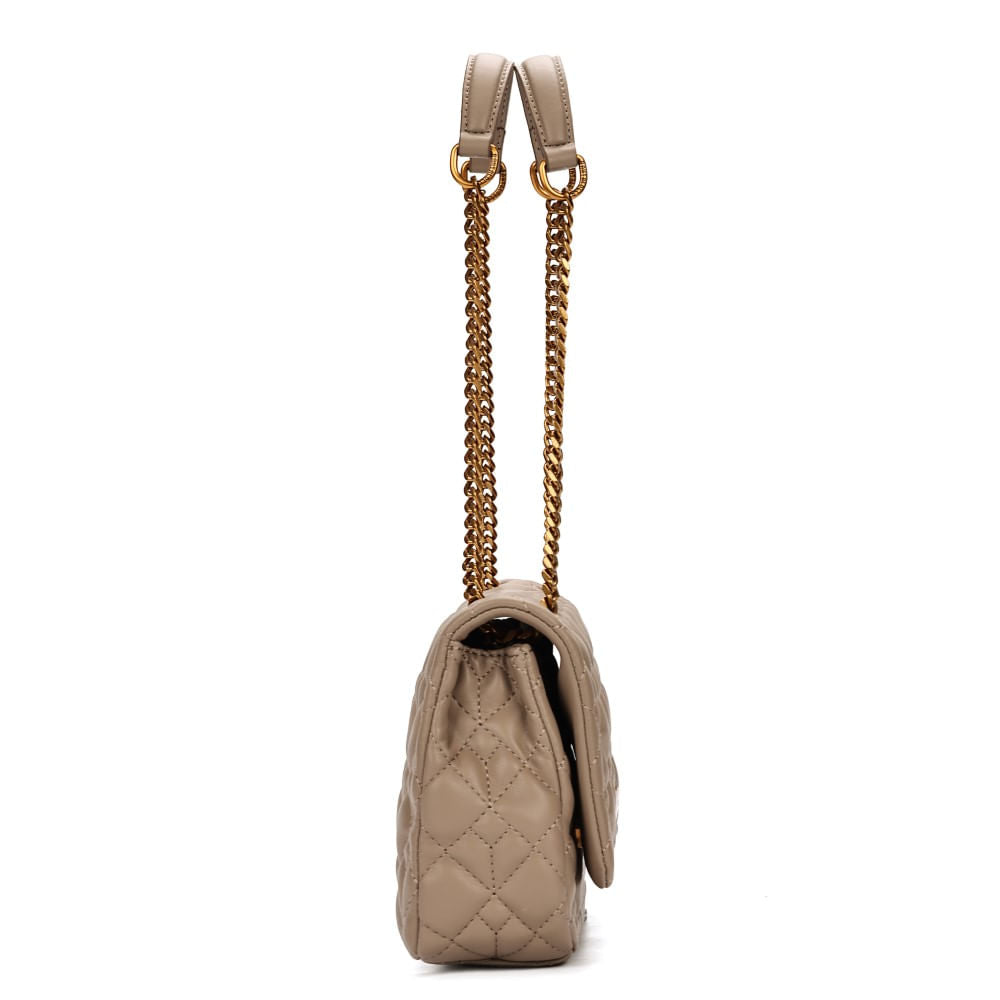 Bolsa Santa Lolla Bege Matelassê Alça De Ombro Corrente 