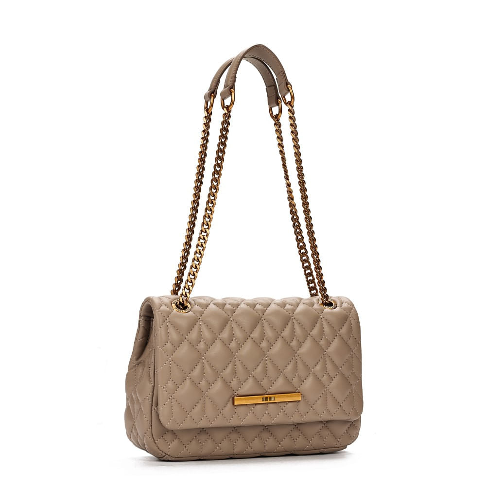 Bolsa Santa Lolla Bege Matelassê Alça De Ombro Corrente 