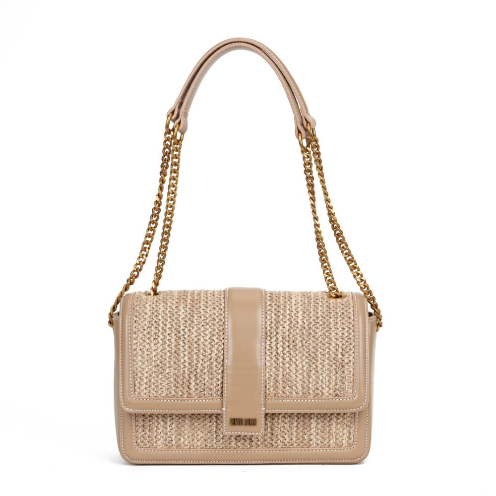 Bolsa Santa Lolla Bege Tramada Alça Transversal Corrntes