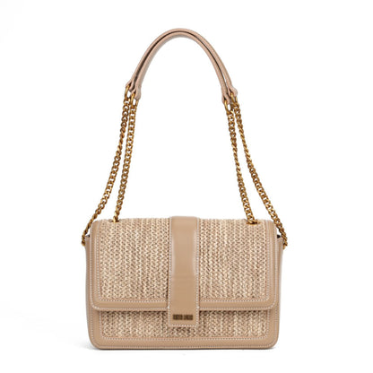 Bolsa Santa Lolla Bege Tramada Alça Transversal Corrntes