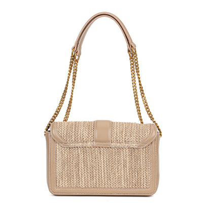 Bolsa Santa Lolla Bege Tramada Alça Transversal Corrntes