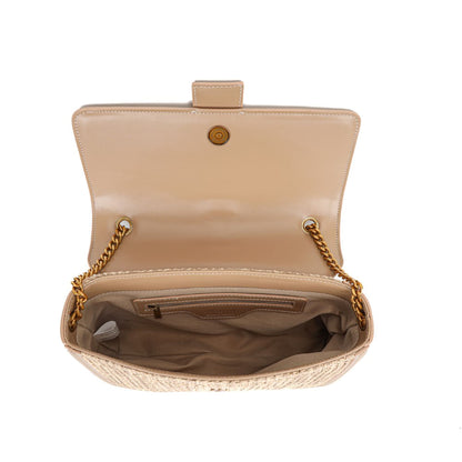 Bolsa Santa Lolla Bege Tramada Alça Transversal Corrntes