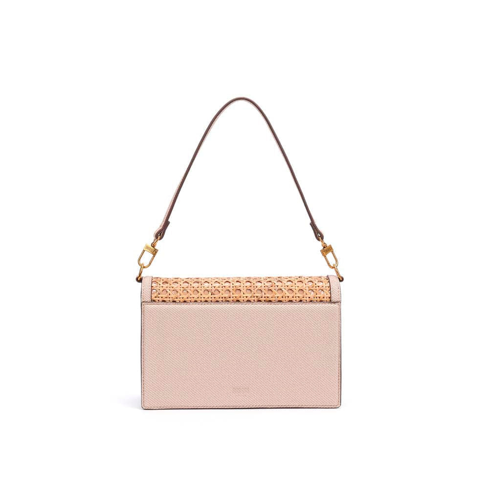 Bolsa Santa Lolla Bege Tramado Alça Tiracolo