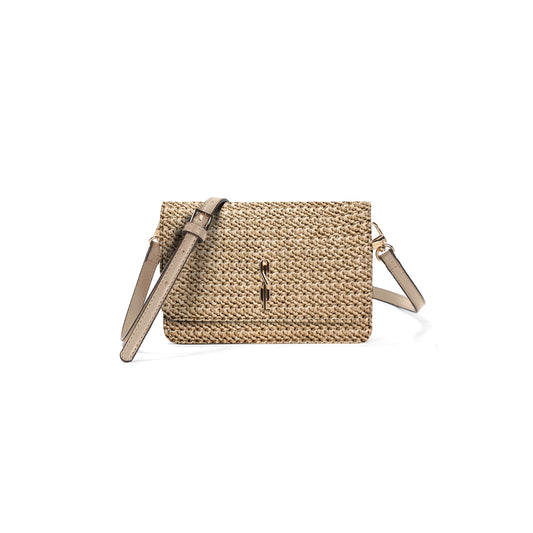 Bolsa Santa Lolla Bege Tramado Alça Transversal