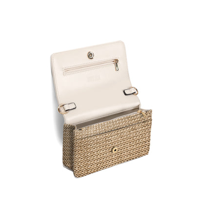 Bolsa Santa Lolla Bege Tramado Alça Transversal