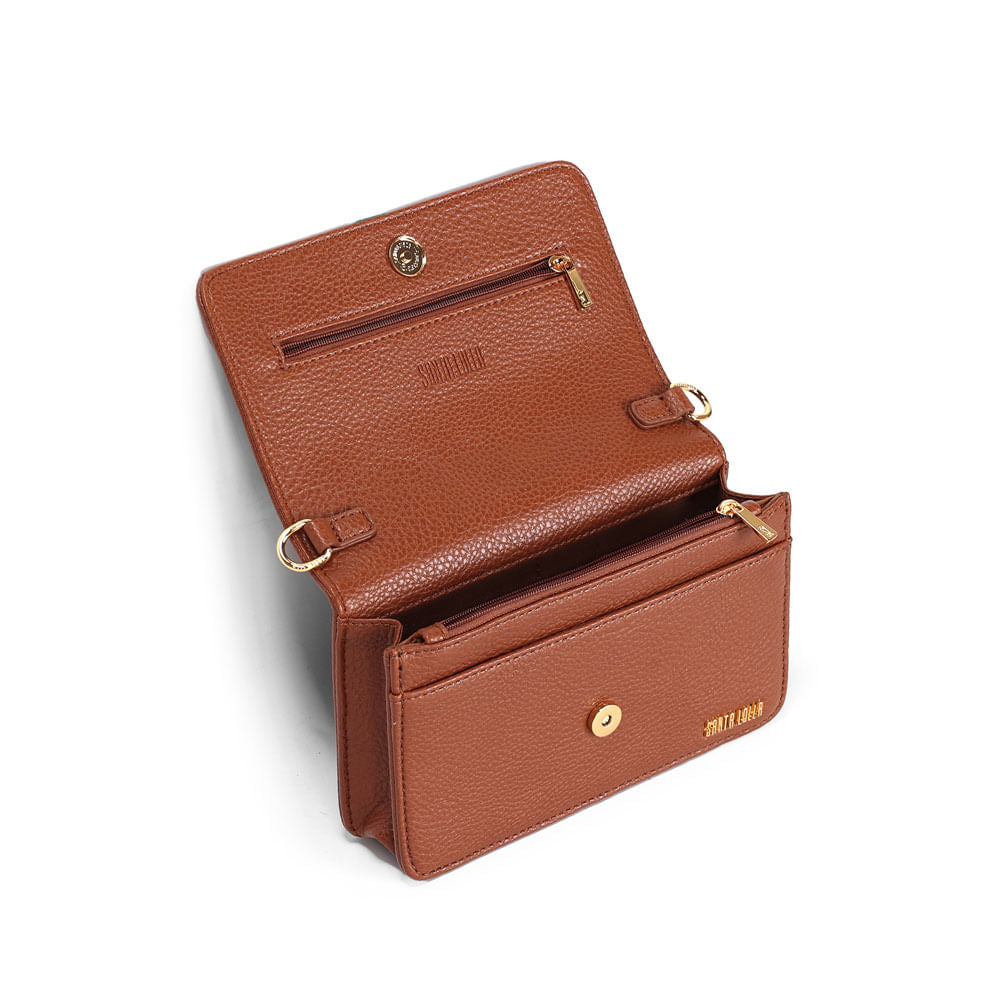 Bolsa Santa Lolla Caramelo Flap Bag Alça Corrente