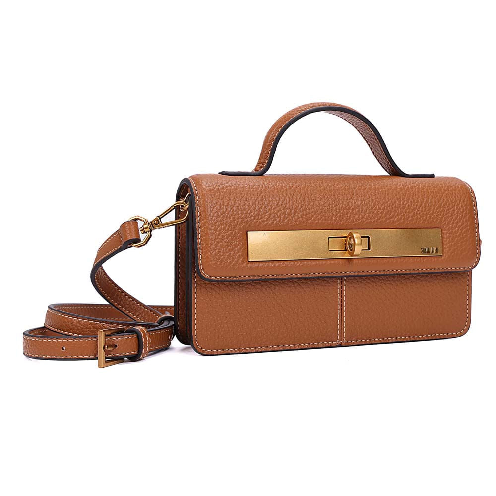 Bolsa Santa Lolla Caramelo Texturizada Alça Dupla