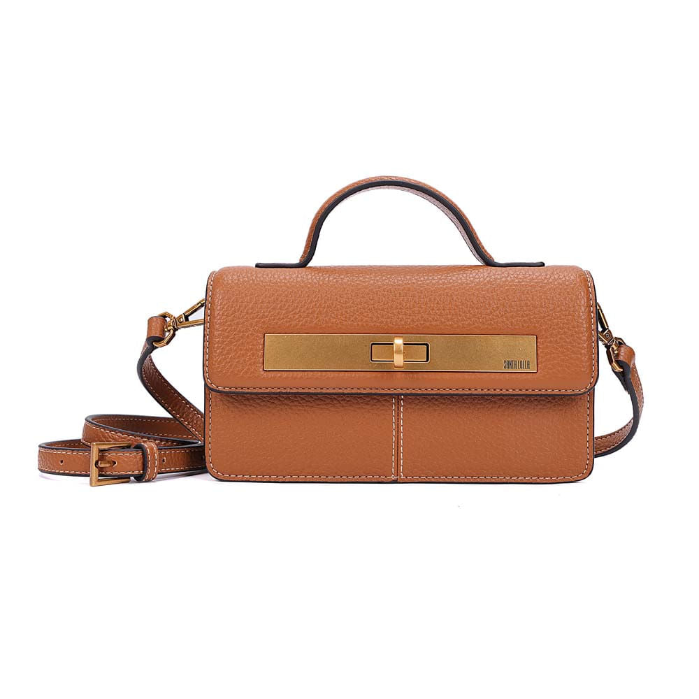 Bolsa Santa Lolla Caramelo Texturizada Alça Dupla