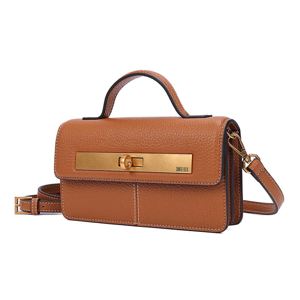 Bolsa Santa Lolla Caramelo Texturizada Alça Dupla