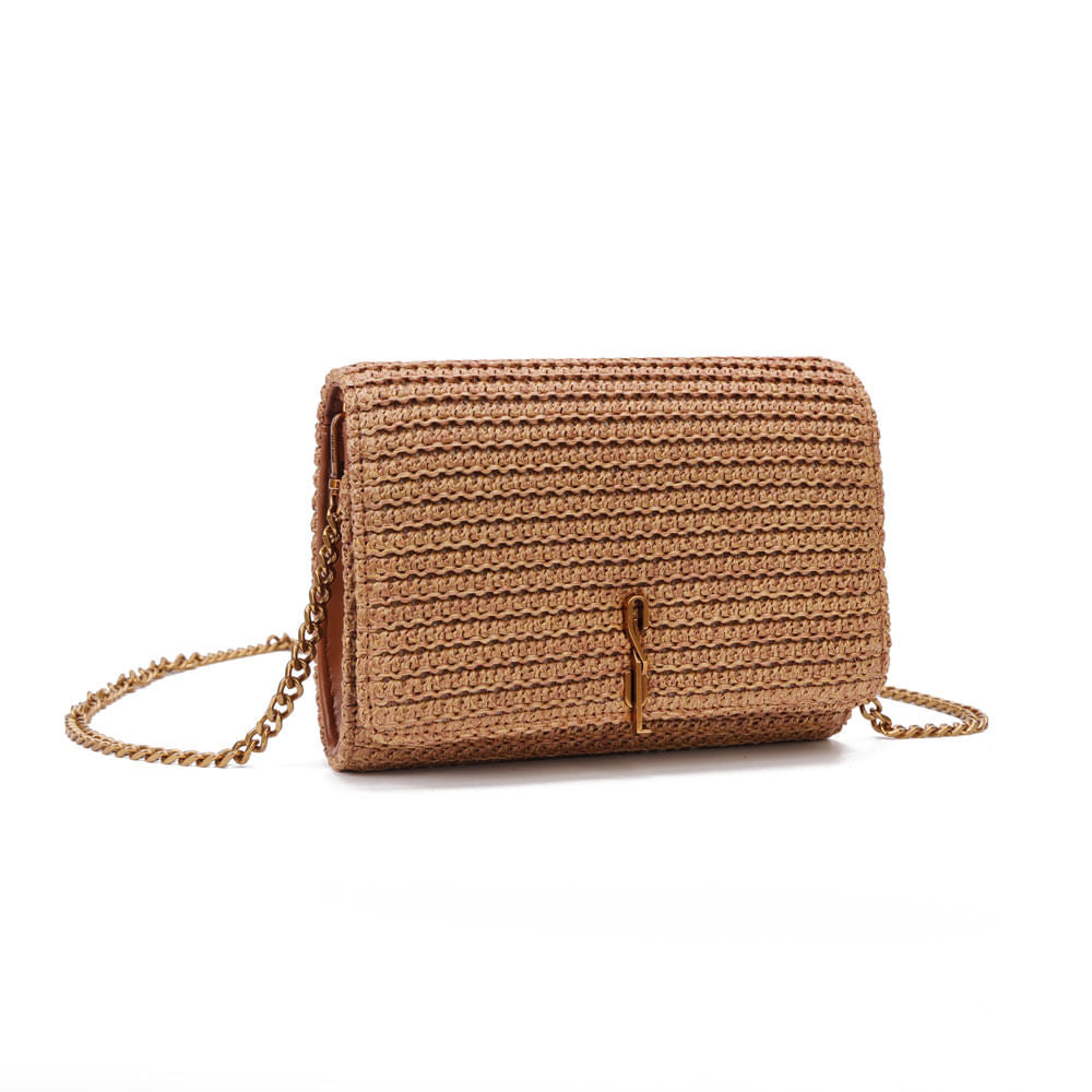 Bolsa Santa Lolla Caramelo Tramado Alça Corrente