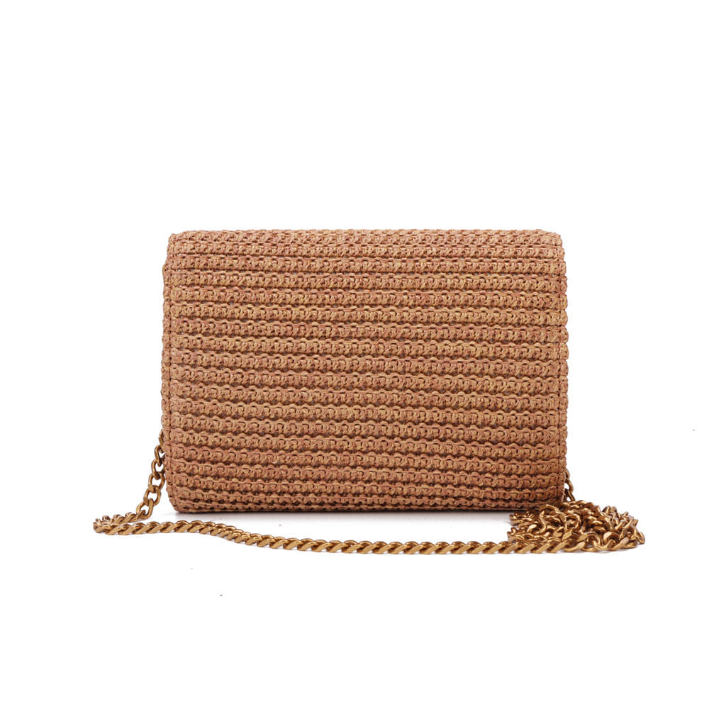 Bolsa Santa Lolla Caramelo Tramado Alça Corrente