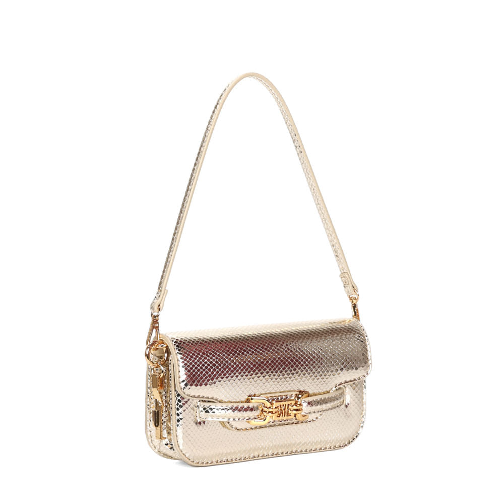 Bolsa Santa Lolla Dourada Metalizada Alça De Ombro