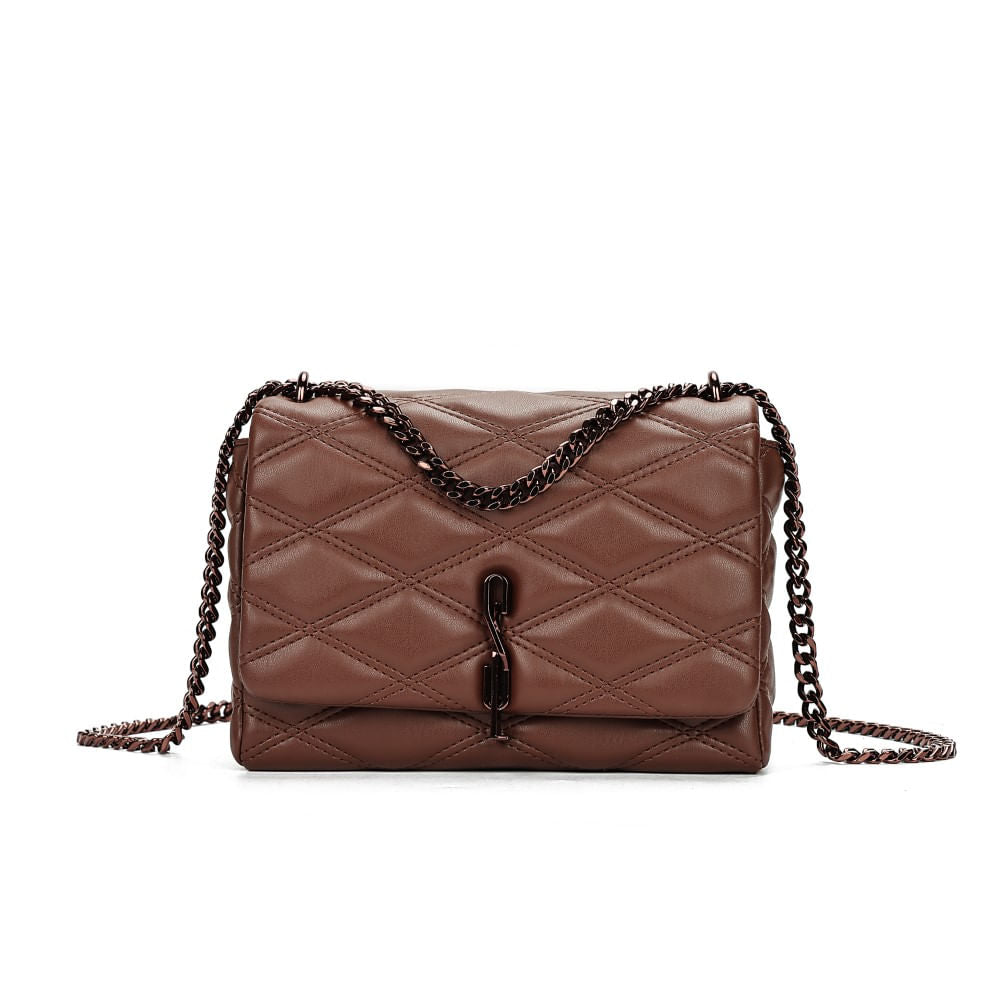 Bolsa Santa Lolla Marrom Alça Corrente Transversal 