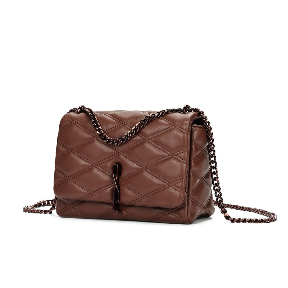 Bolsa Santa Lolla Marrom Alça Corrente Transversal 