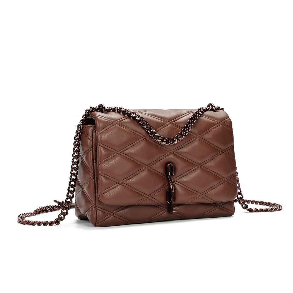 Bolsa Santa Lolla Marrom Alça Corrente Transversal 