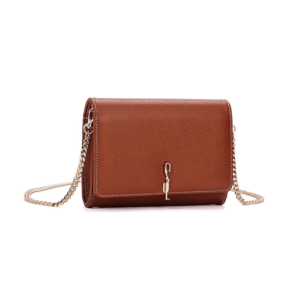 Bolsa Santa Lolla Marrom Alça Corrente Transversal 