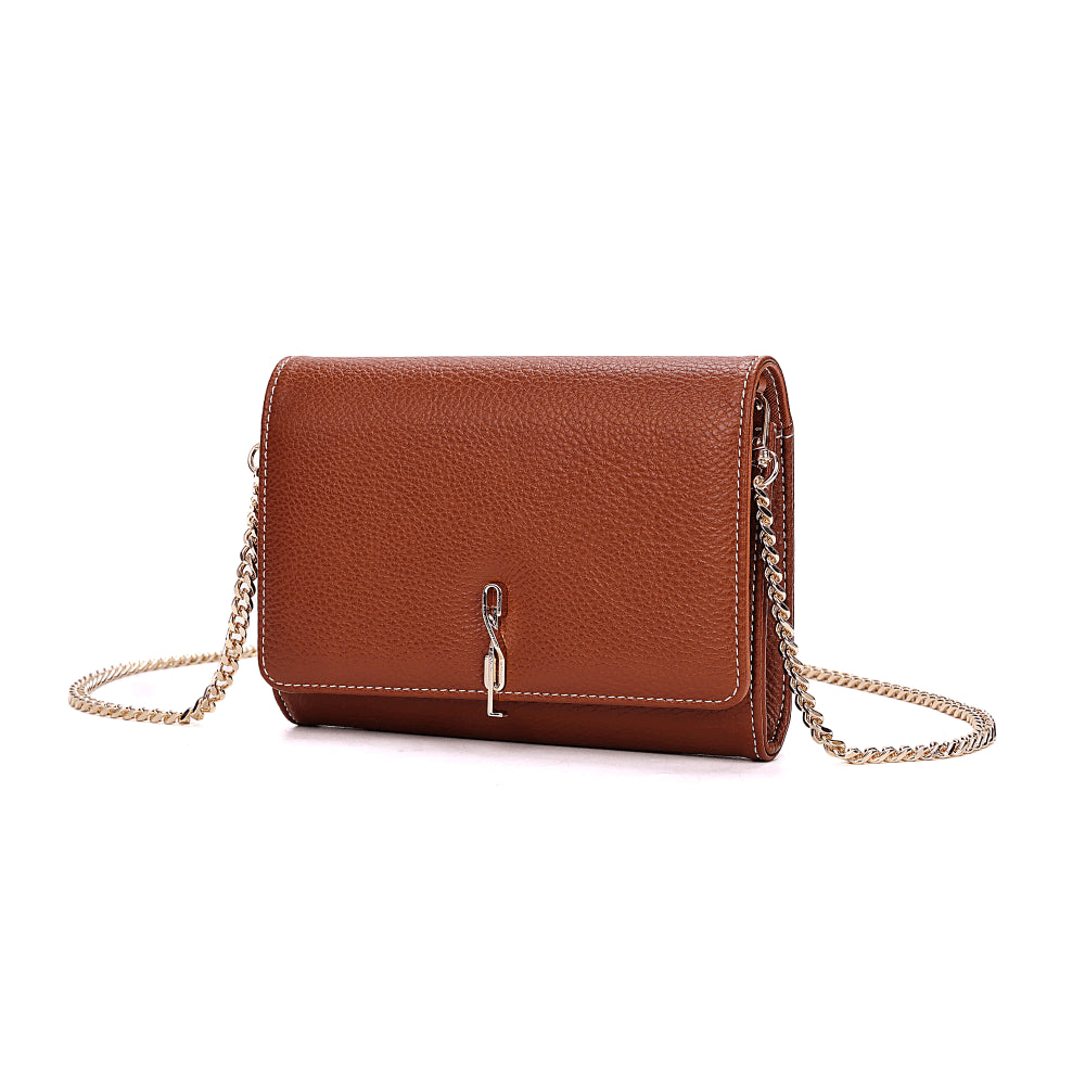 Bolsa Santa Lolla Marrom Alça Corrente Transversal 