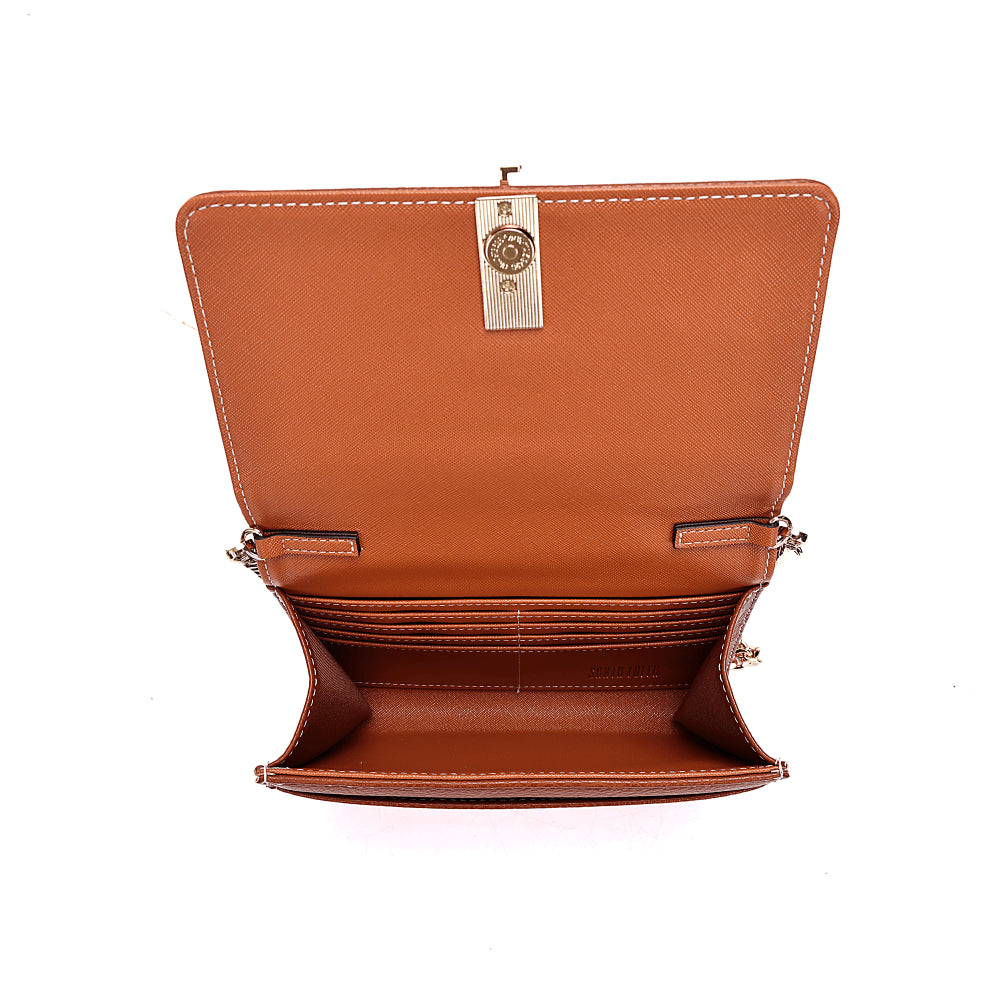 Bolsa Santa Lolla Marrom Alça Corrente Transversal 