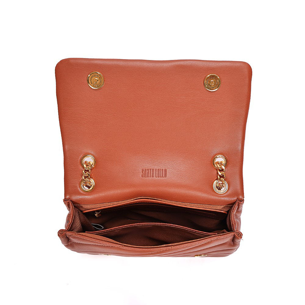Bolsa Santa Lolla Marrom Matelassê Alça De Ombro