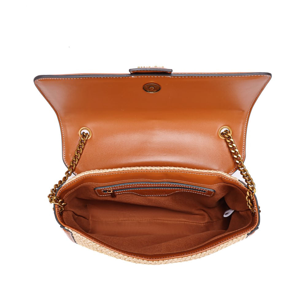 Bolsa Santa Lolla Marrom Tramada Alça Transversal Correntes