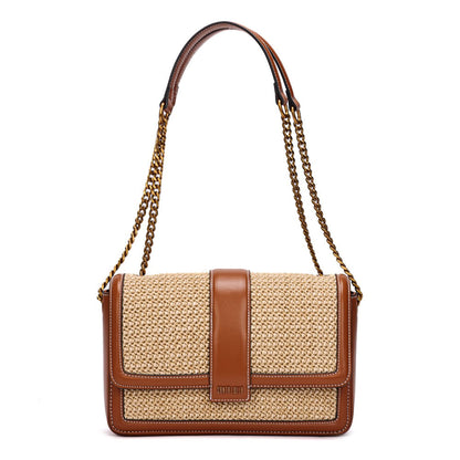 Bolsa Santa Lolla Marrom Tramada Alça Transversal Correntes