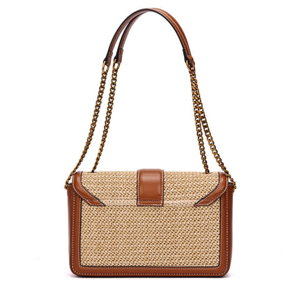 Bolsa Santa Lolla Marrom Tramada Alça Transversal Correntes