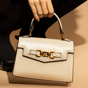 Bolsa Santa Lolla Off White Alça Dupla Detalhe Dourado