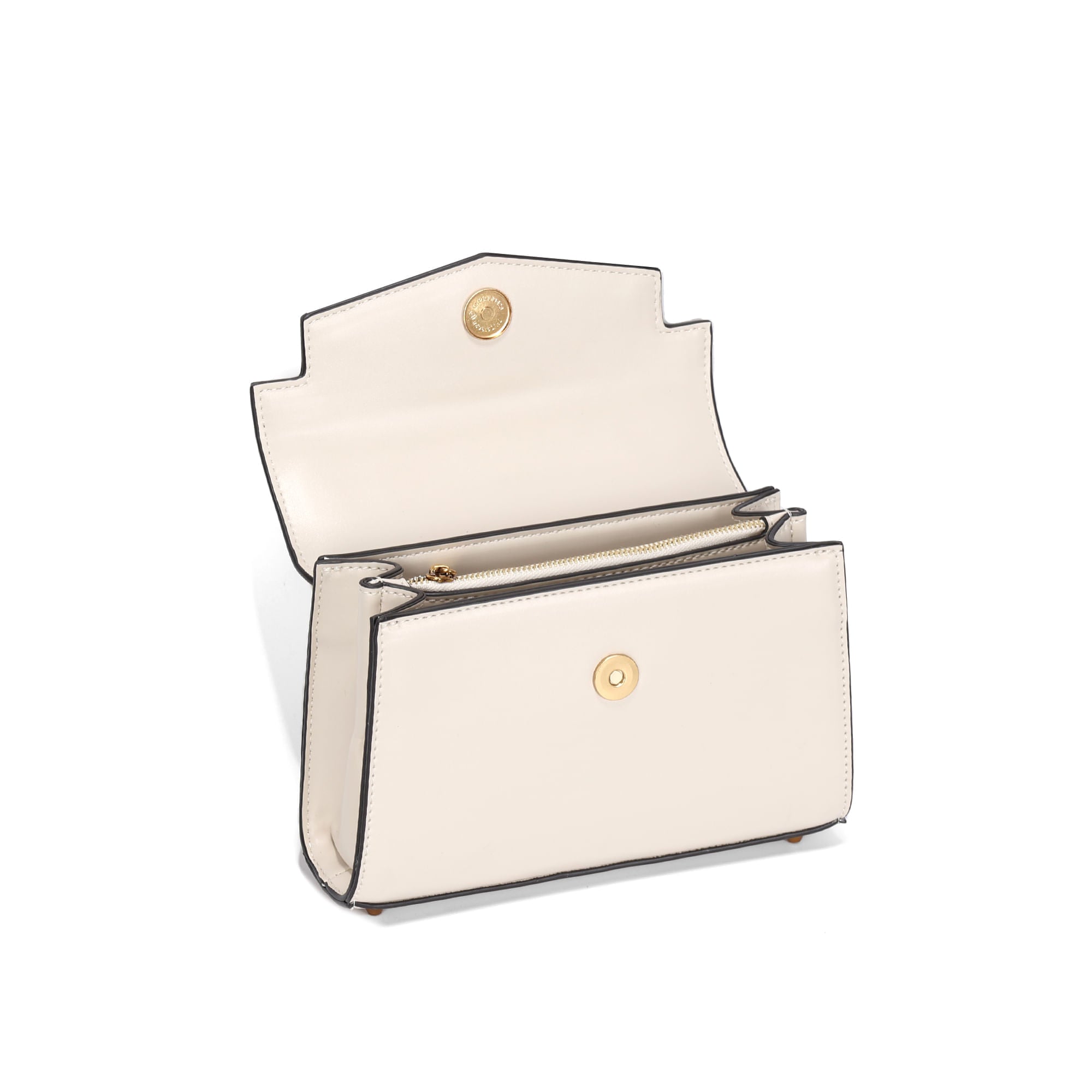 Bolsa Santa Lolla Off White Alça Dupla Detalhe Dourado
