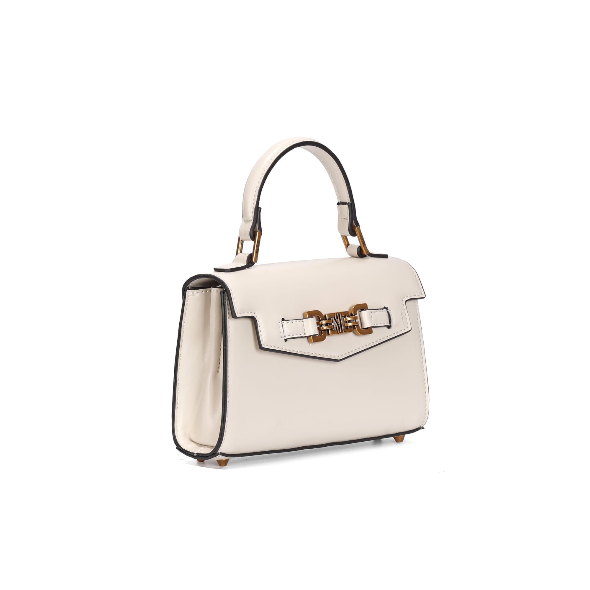 Bolsa Santa Lolla Off White Alça Dupla Detalhe Dourado