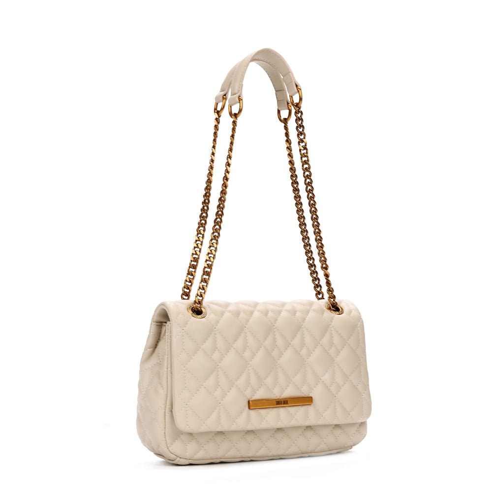 Bolsa Santa Lolla Off White Matelassê Alça De Ombro Corrente 