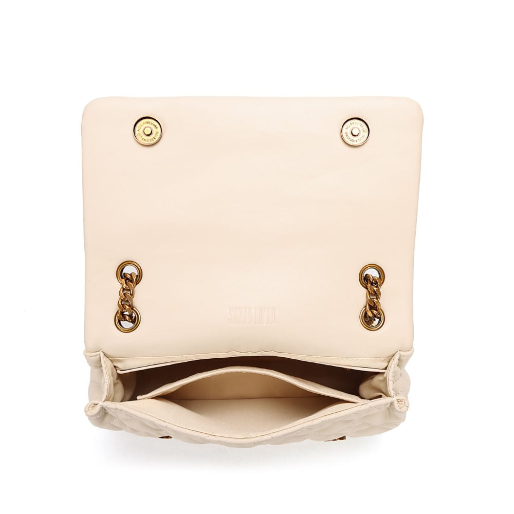 Bolsa Santa Lolla Off White Matelassê Alça De Ombro Corrente 