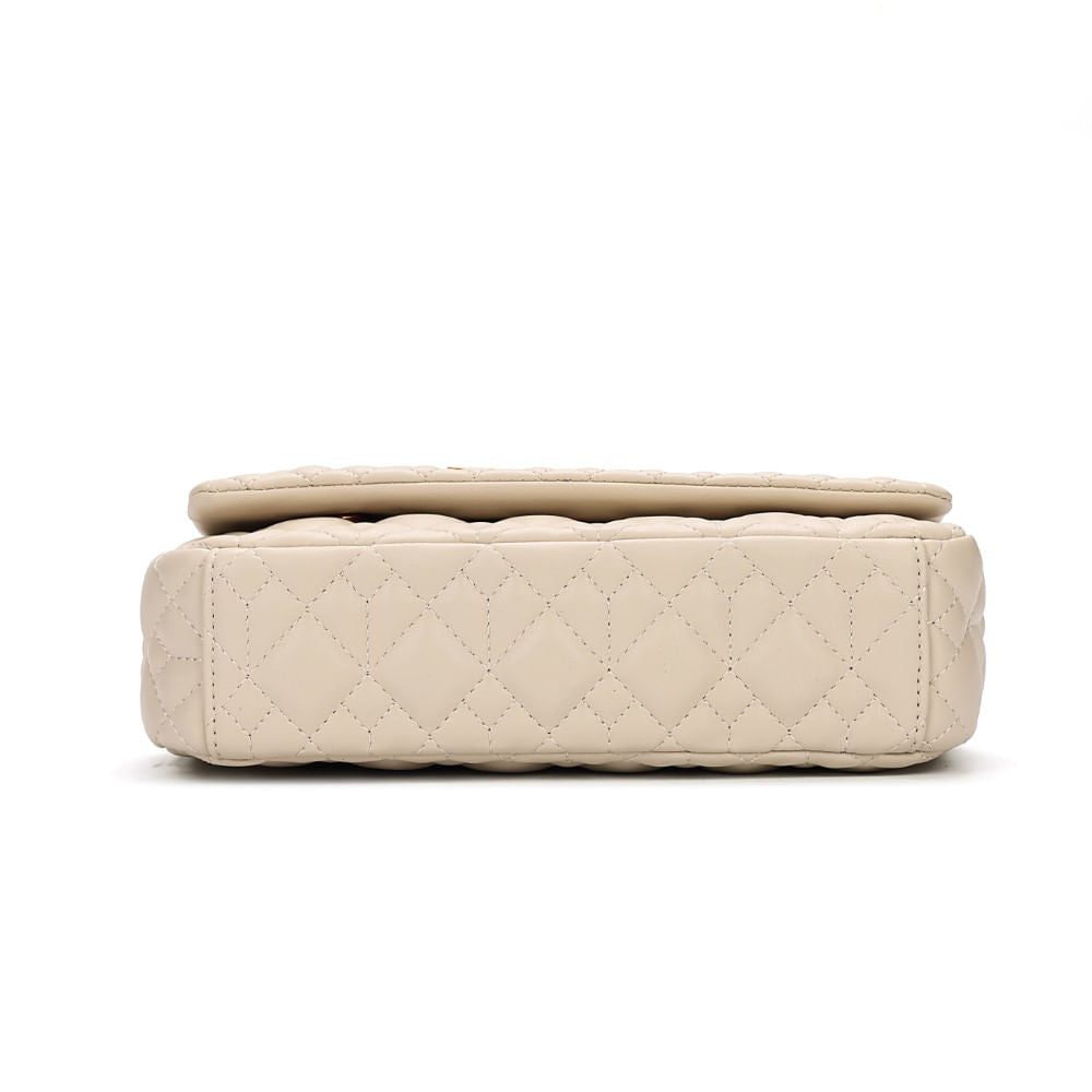 Bolsa Santa Lolla Off White Matelassê Alça De Ombro Corrente 