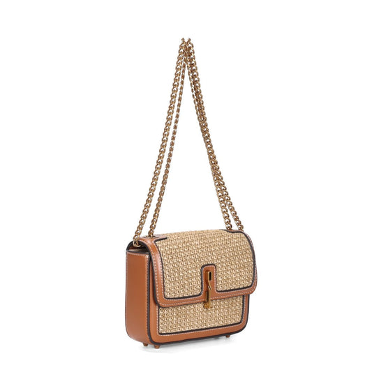 Bolsa Santa Lolla Palha Tramado Alça Corrente 