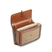 Bolsa Santa Lolla Palha Tramado Alça Corrente 