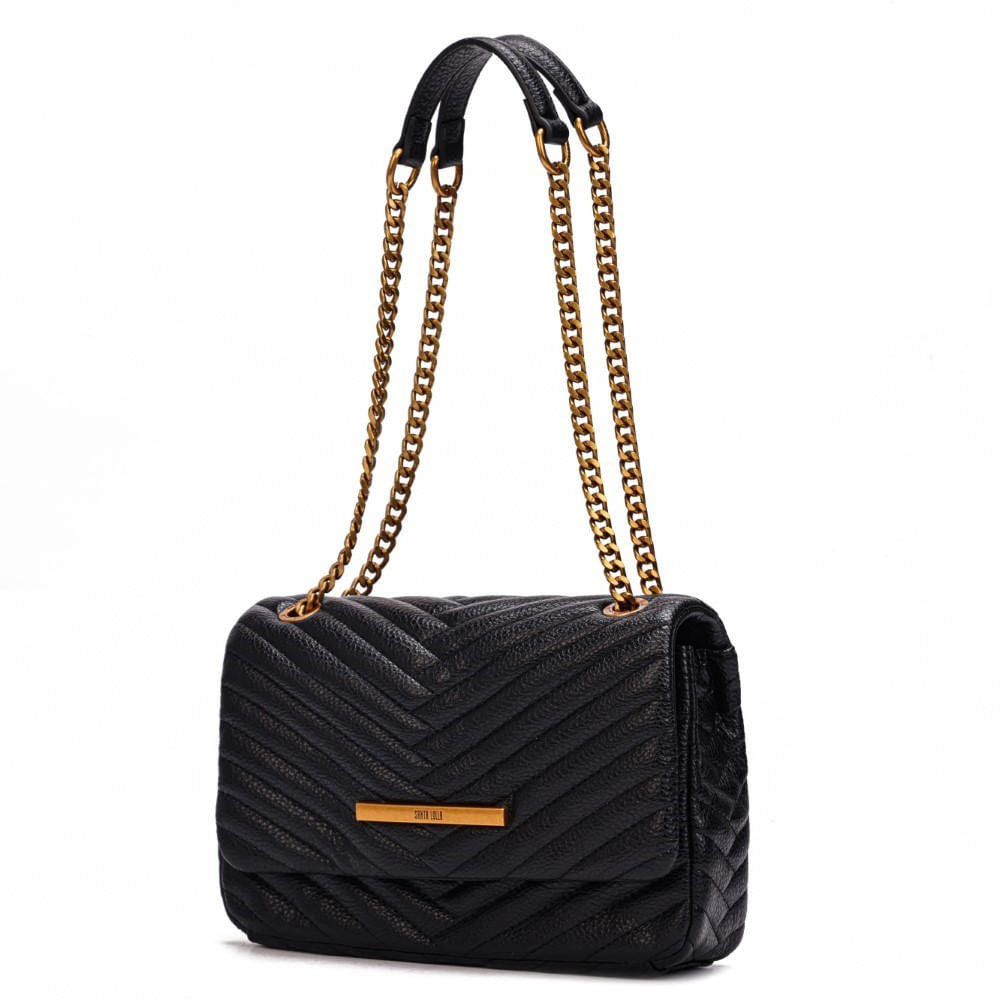 Bolsa Santa Lolla Preta Alça De Ombro Corrente