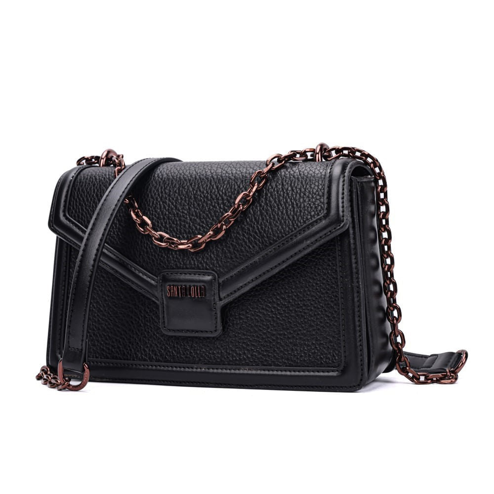 Bolsa Santa Lolla Preta Alça Transversal Correntes